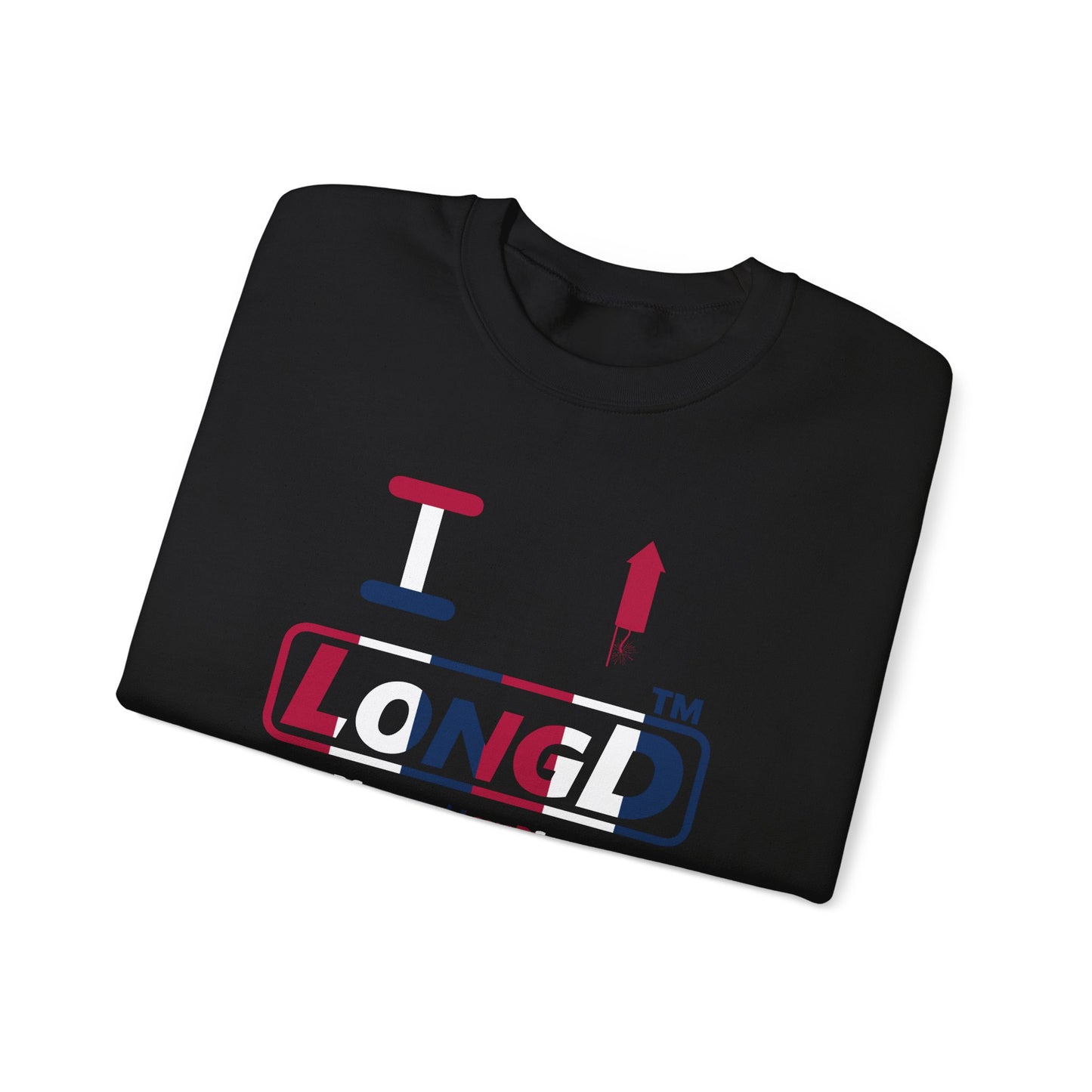 I firecracker LongD positive vertical 6-striped tag-domain logo crewneck sweatshirt