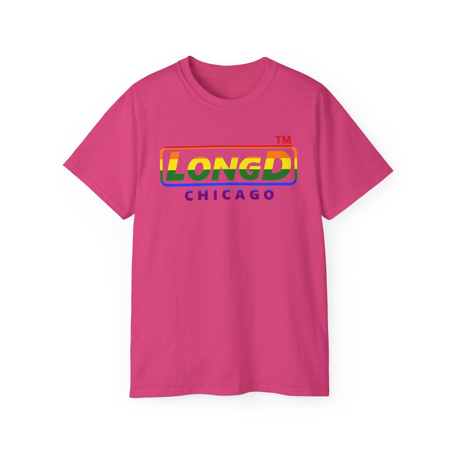 LongD positive horizontal striped Chicago logo cotton tee (Pride colors)