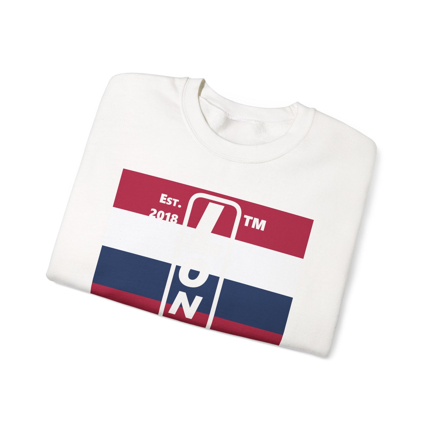 LongD negative horizontal 6-striped Chicago logo crewneck sweatshirt (patriotic colors)