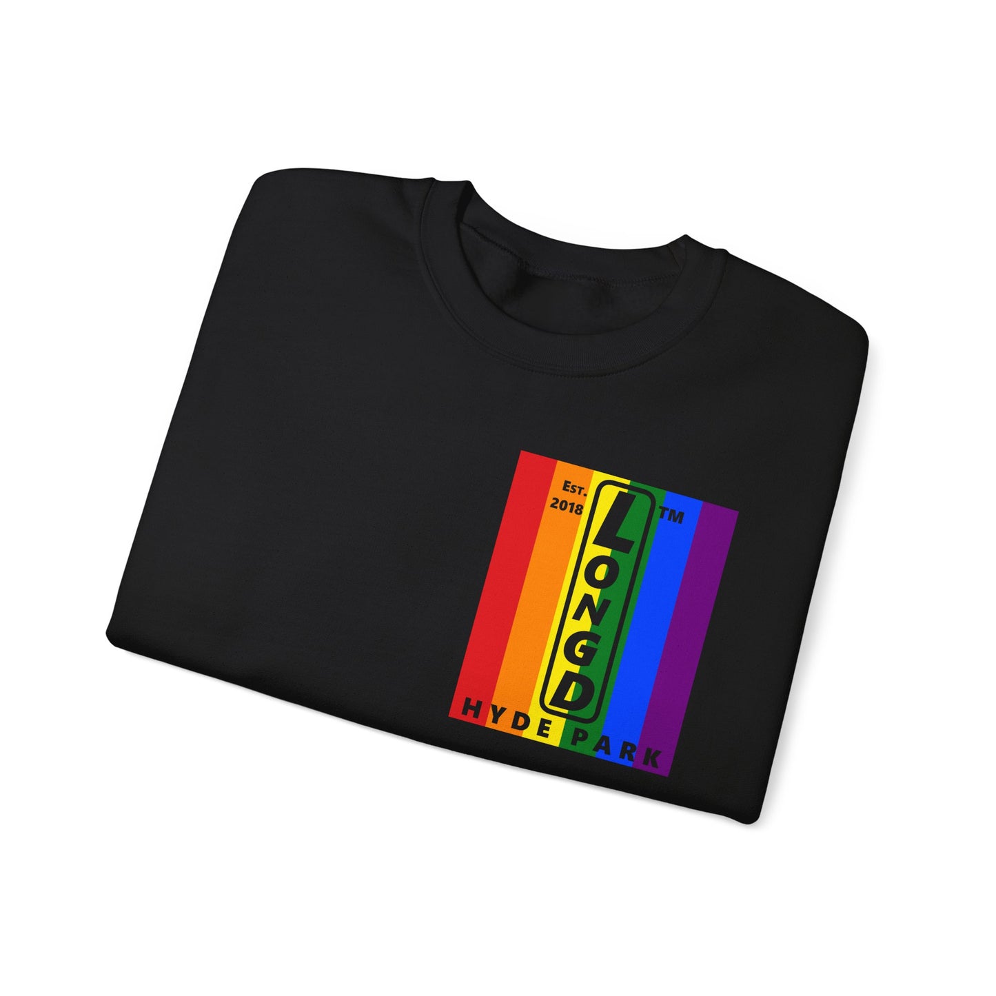 LongD negative flag single-breasted front-back Hyde Park upright logo crewneck sweatshirt (Pride colors)