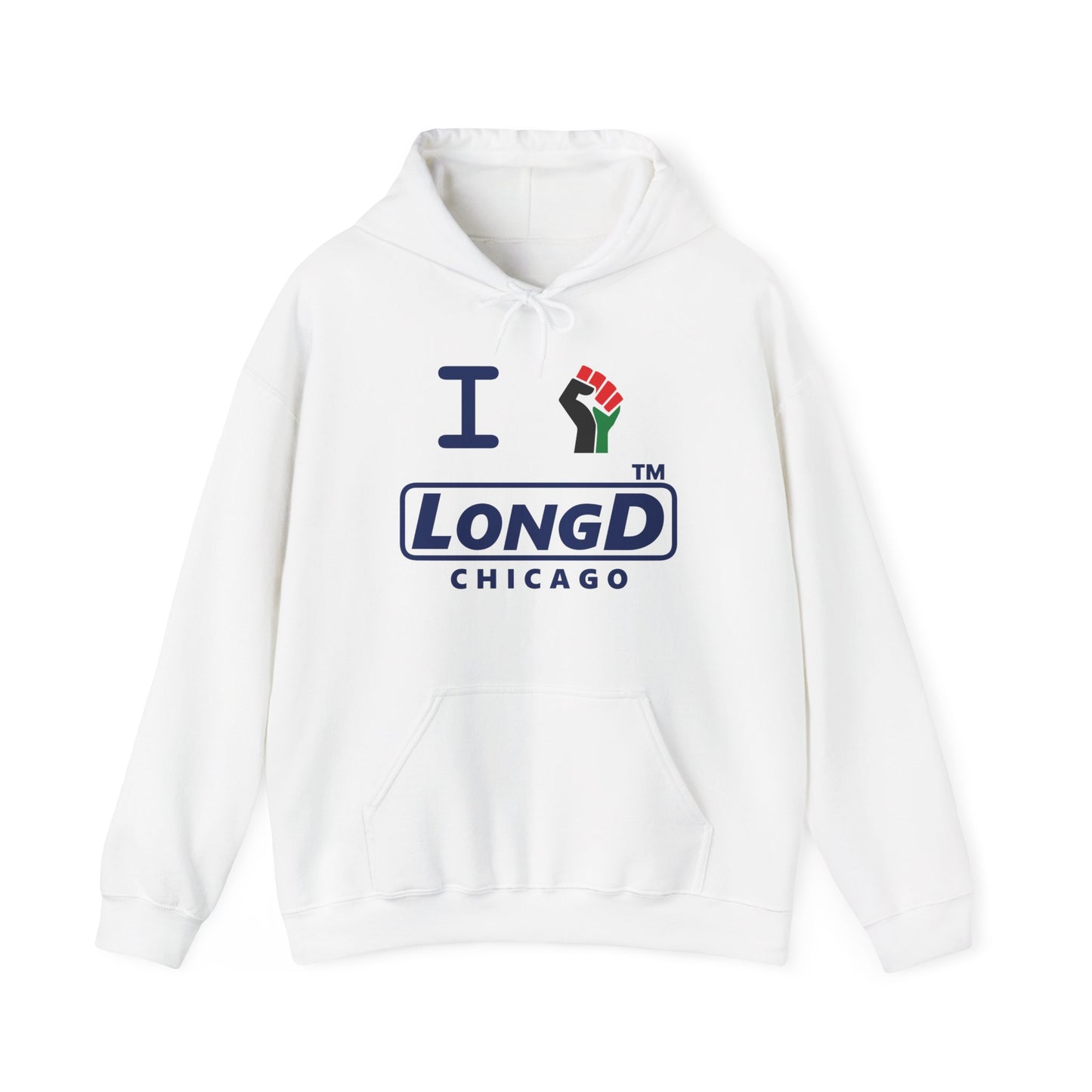 I fist LongD® basic official Chicago logo Hoodie (Juneteenth colors)