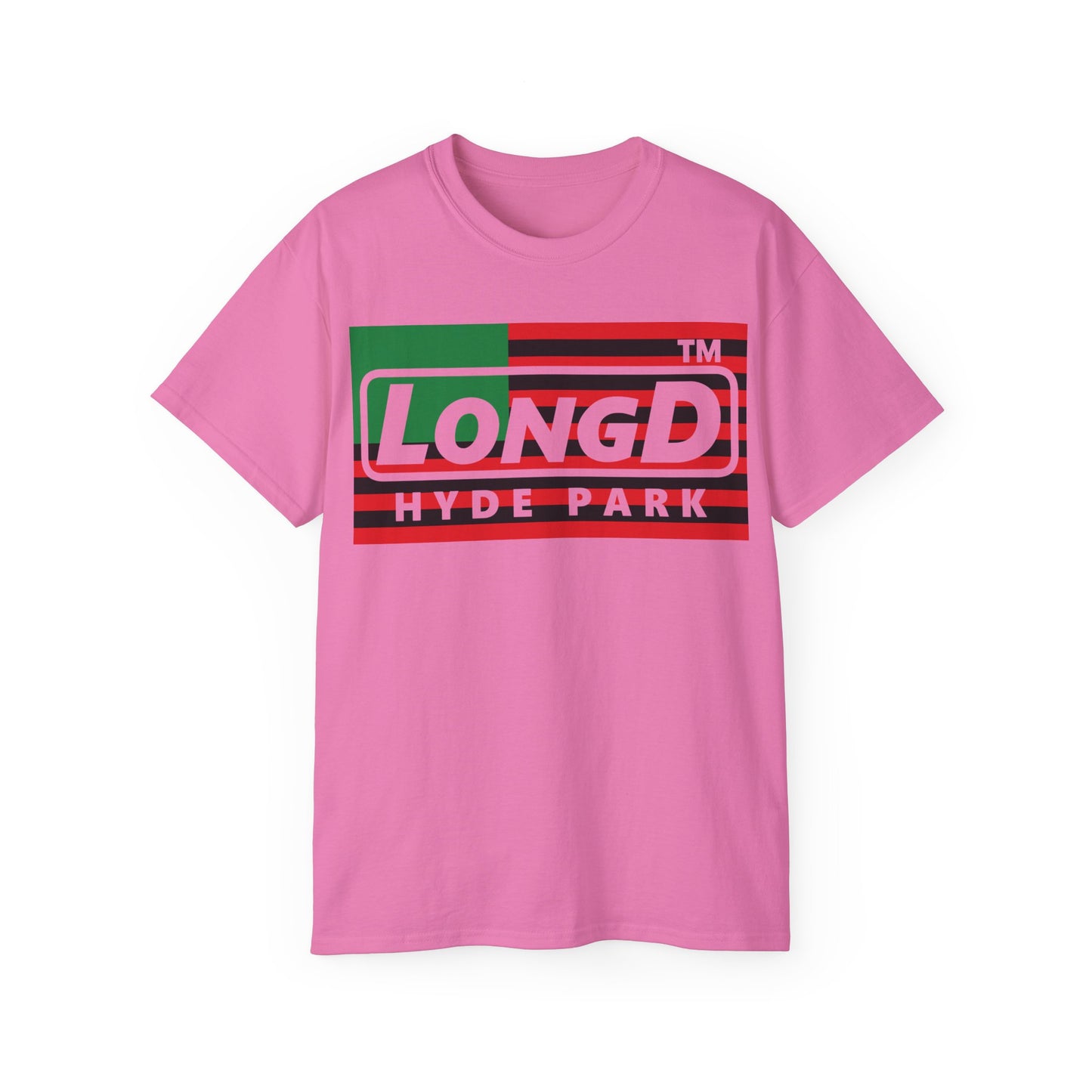 LongD negative flag Hyde Park logo cotton tee (Juneteenth colors)