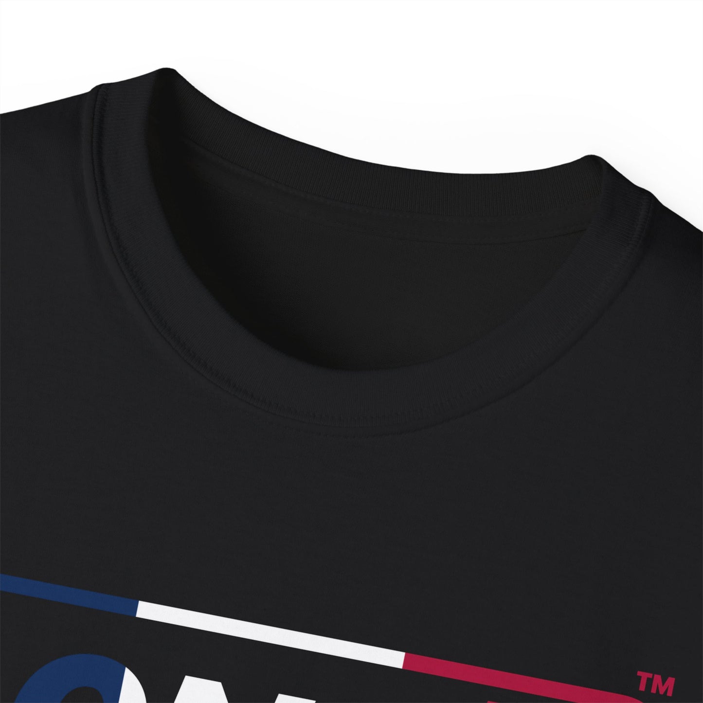 LongD® Logo Cotton Tee Blue, White and Red positive thirds text
