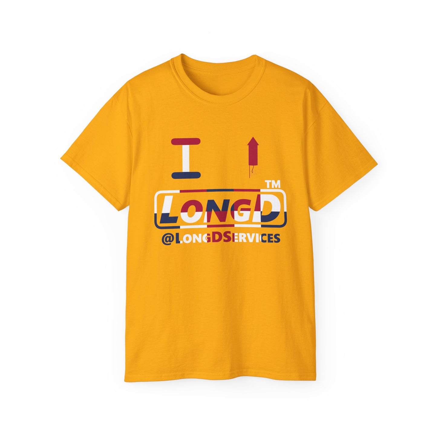 I firecracker LongD positive 2x5 front-back tag logo cotton tee