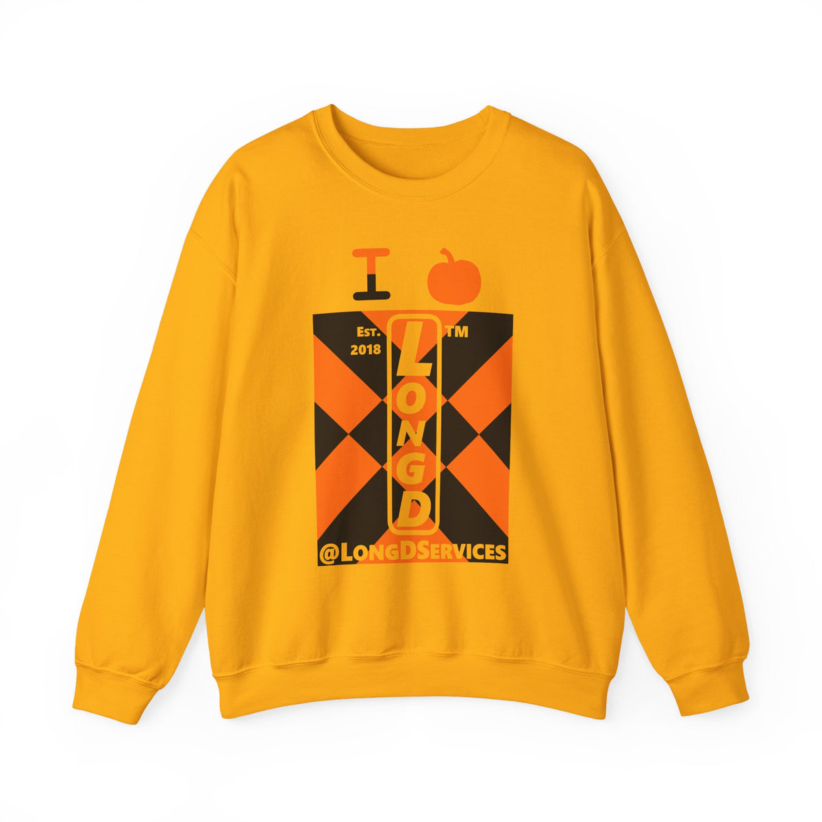 I pumpkin LongD Tag negative upright mixed argyle logo crewneck sweatshirt