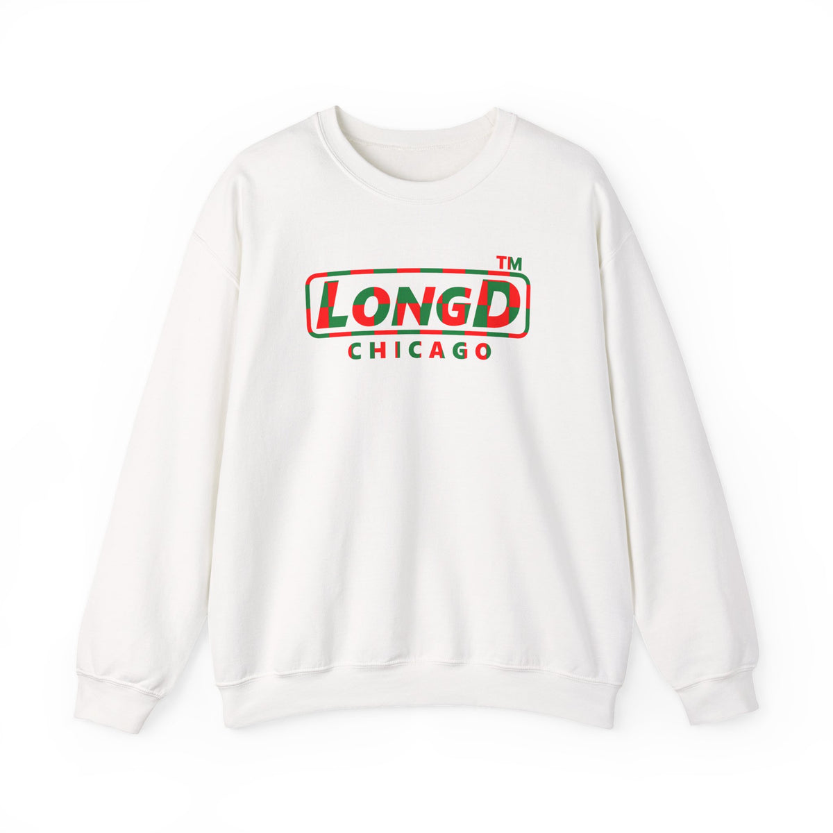 LongD Chicago positive checkered logo (Xmas colors) crewneck sweatshirt
