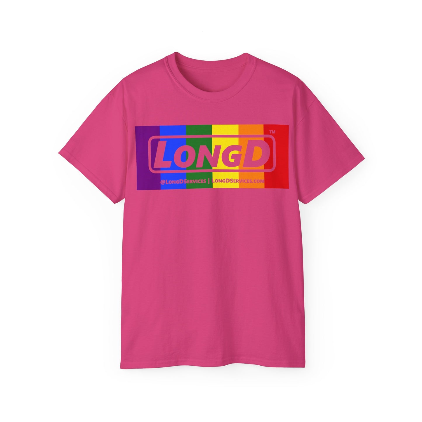 LongD® Logo Cotton Tee Pride rainbow negative text