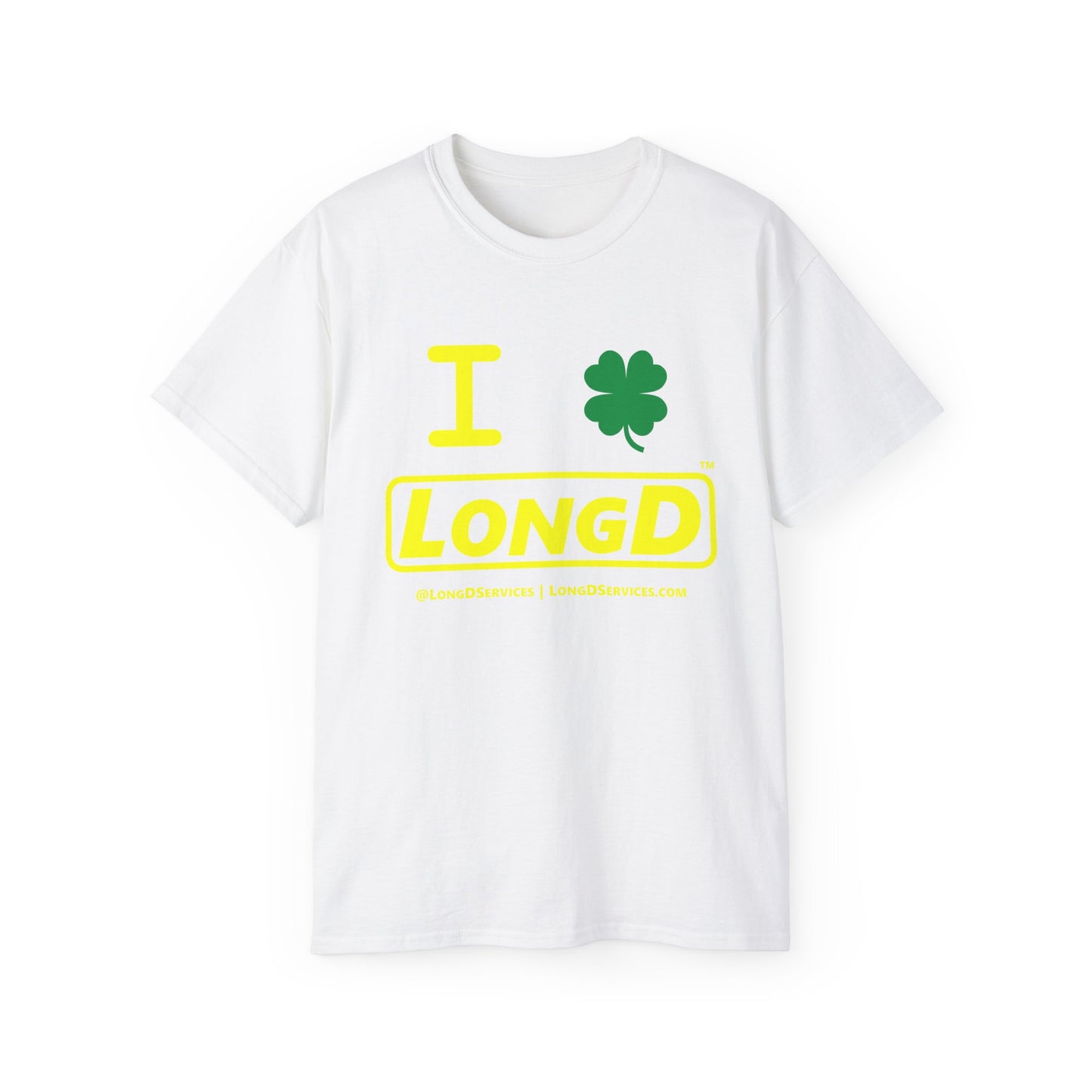 I Clover LongD® Logo Cotton Tee (St. Patrick's Day -Yellow with 4-leaf clover)