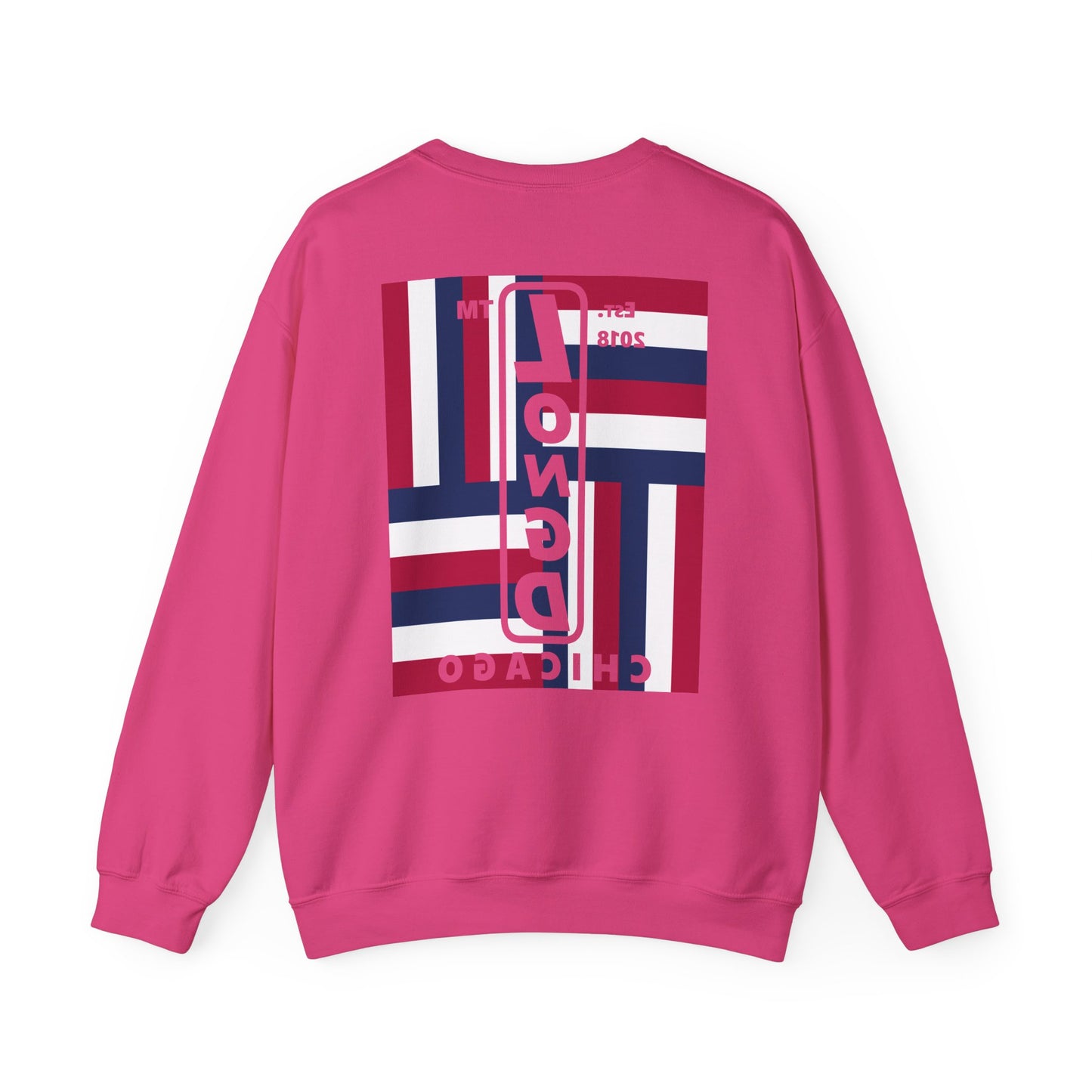I Burst LongD negative windmill Chicago upright front-back logo crewneck sweatshirt