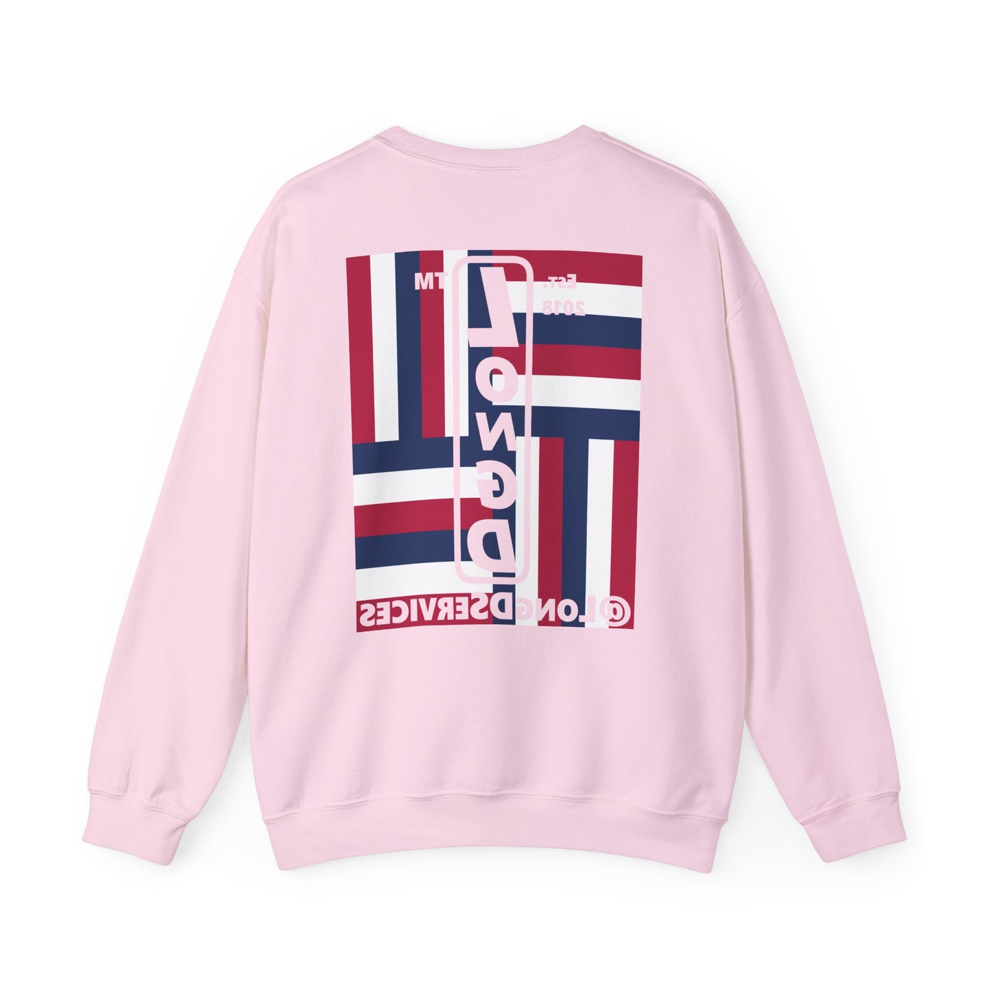 I Burst LongD negative windmill tag upright front-back logo crewneck sweatshirt