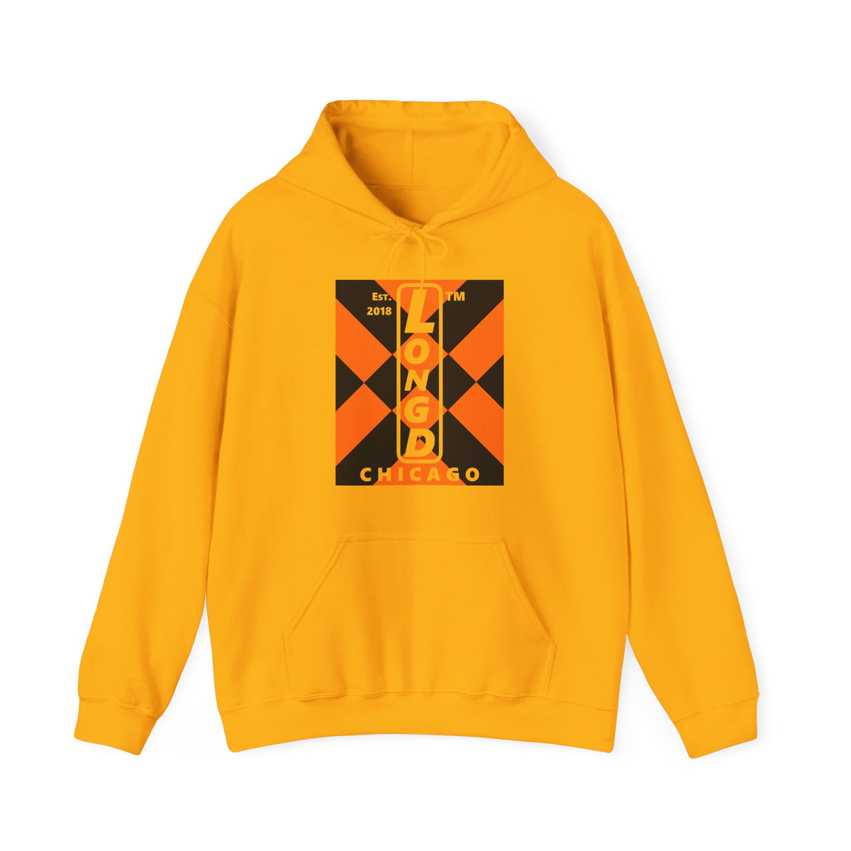 LongD Chicago negative upright mixed argyle logo (Halloween colors) hoodie
