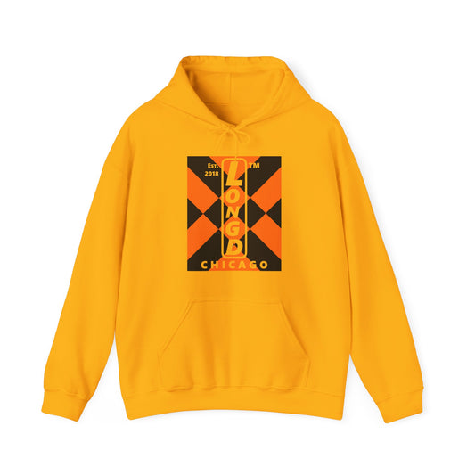 LongD Chicago negative upright mixed argyle logo (Halloween colors) hoodie