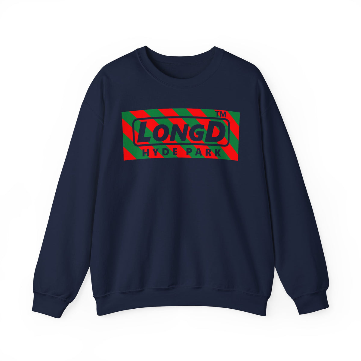 LongD Hyde Park negative 12-striped logo (Xmas colors) crewneck sweatshirt