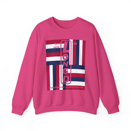 I Burst LongD negative windmill tag-domain upright front-back logo crewneck sweatshirt
