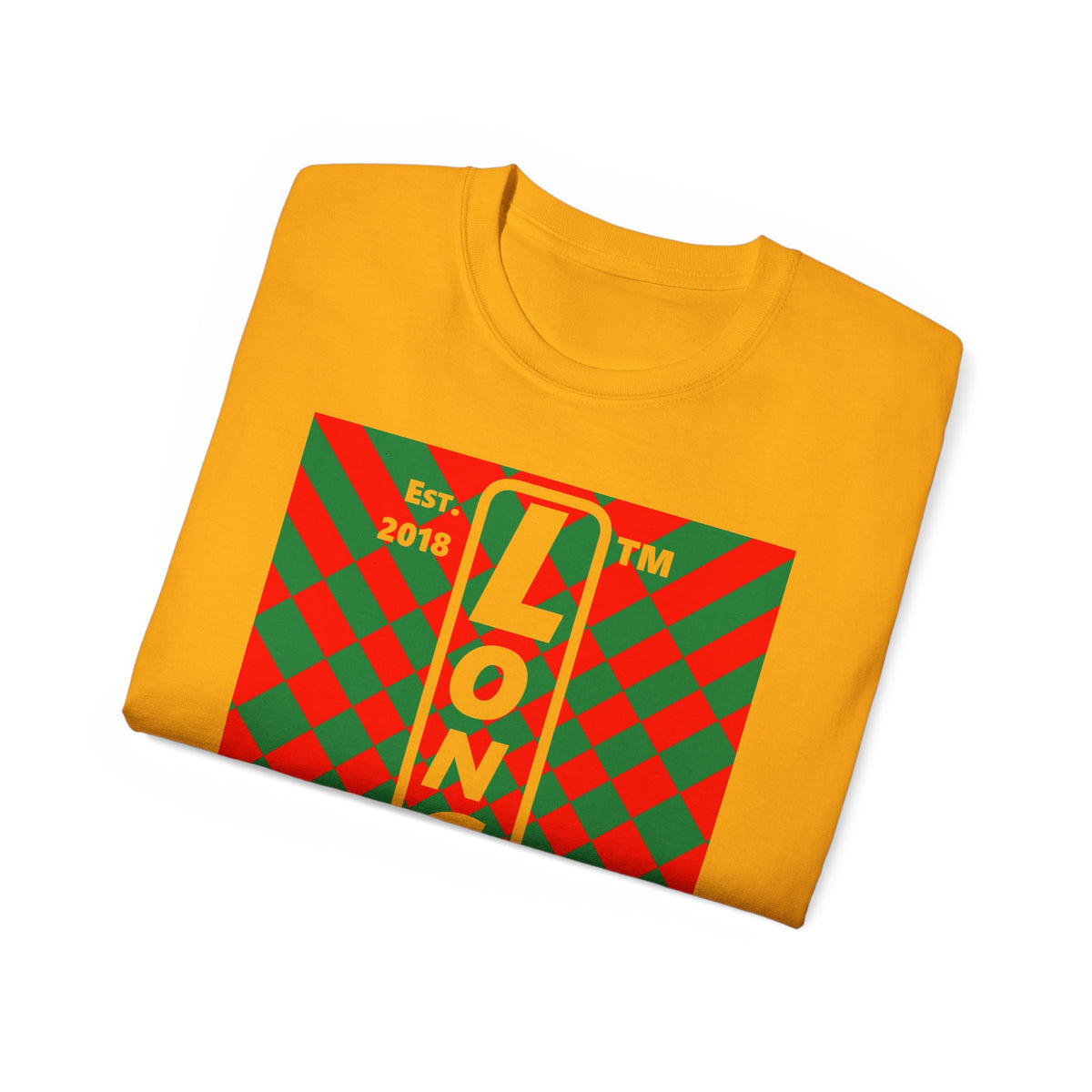 LongD Chicago negative upright stylized argyle logo (Xmas colors) cotton tee