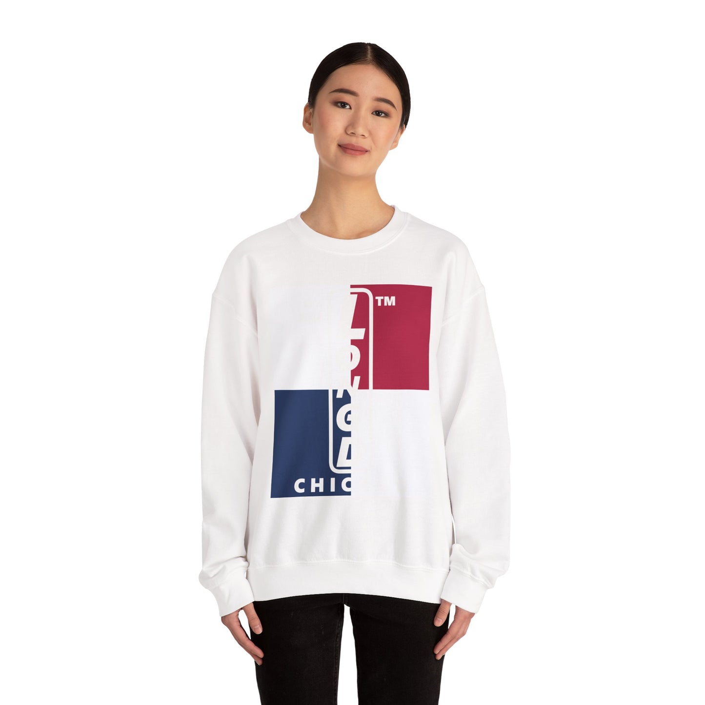 LongD negative quarters Chicago logo crewneck sweatshirt (patriotic colors)