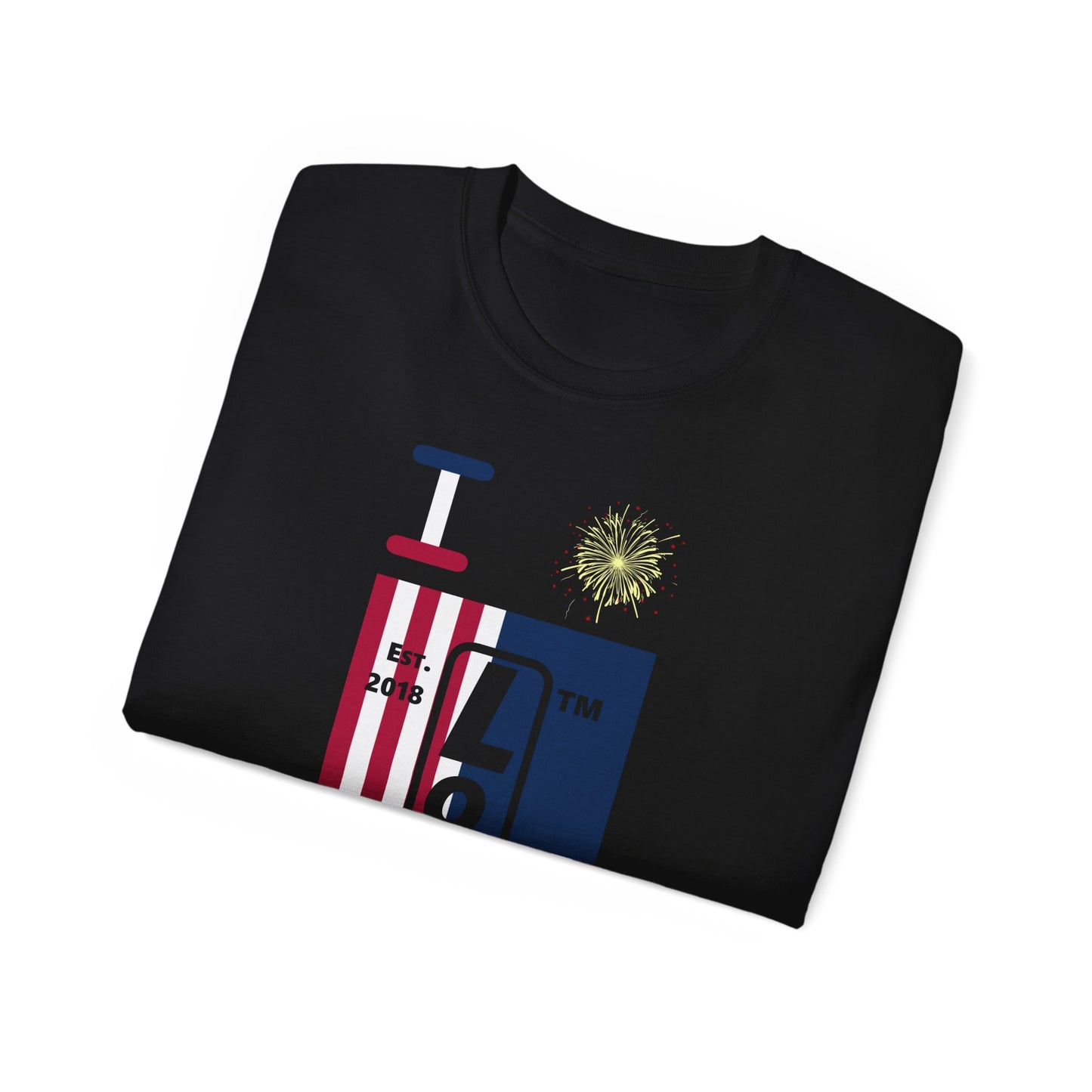 I Burst LongD cotton tee negative flag Chicago upright logo (Patriotic colors)