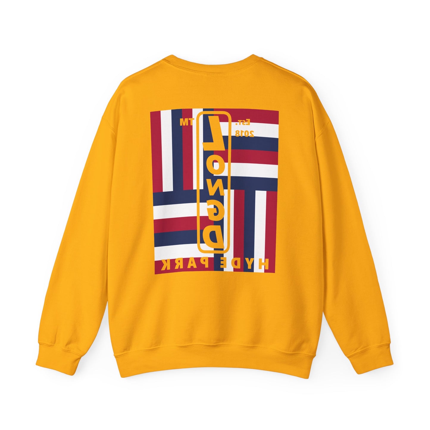 I Burst LongD negative windmill Hyde Park upright front-back logo crewneck sweatshirt