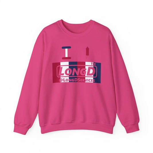 I firecracker LongD negative vertical 6-striped tag-domain logo crewneck sweatshirt