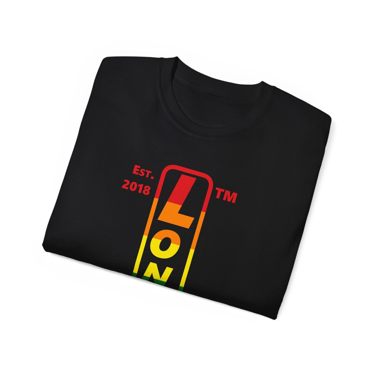 LongD Cotton Tee positive horizontal striped Chicago upright logo (Pride colors)