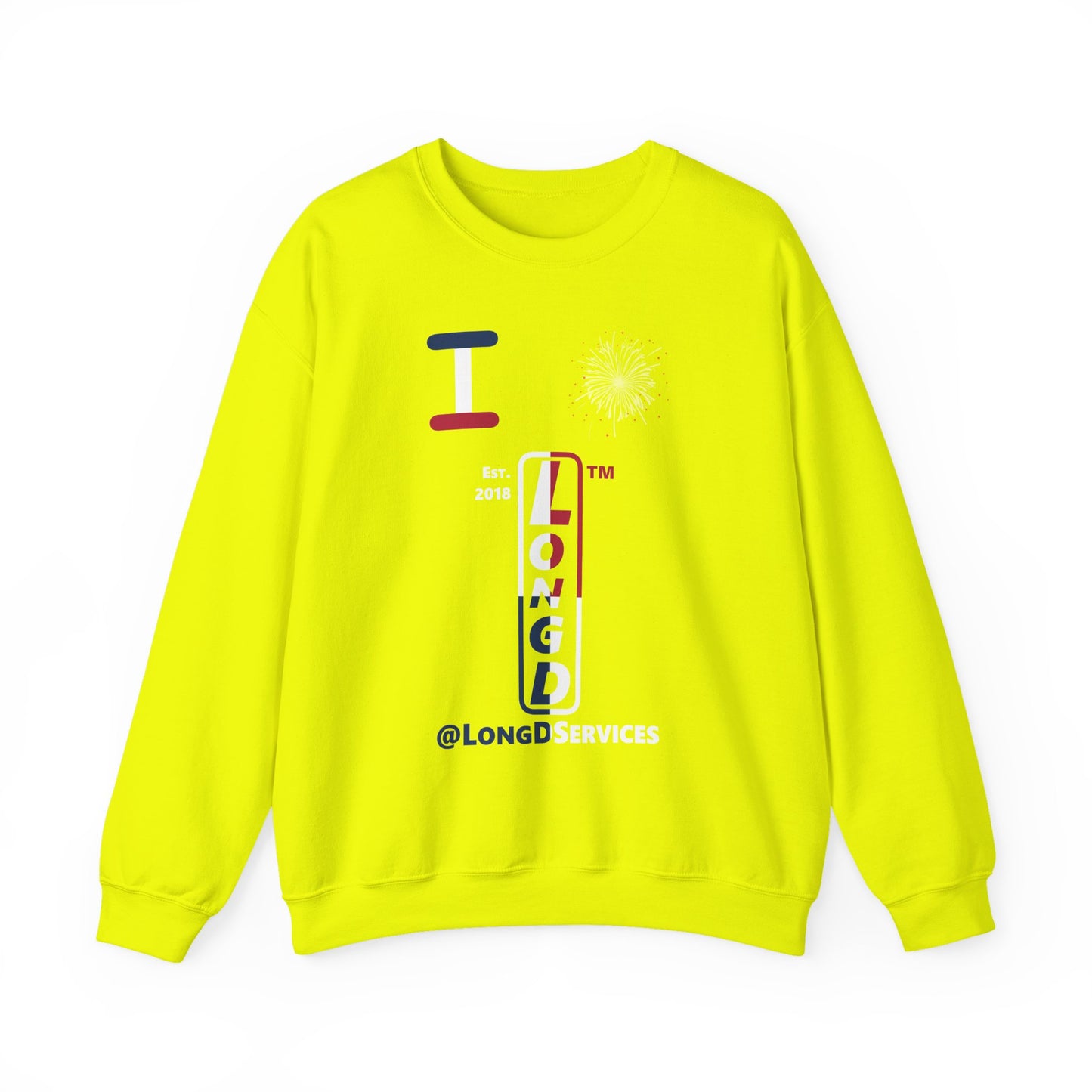 I Burst LongD positive quarters tag upright logo crewneck sweatshirt