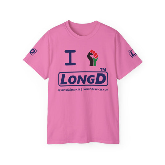 I fist LongD official tag-domain logo 4-print cotton tee with multicolored fist