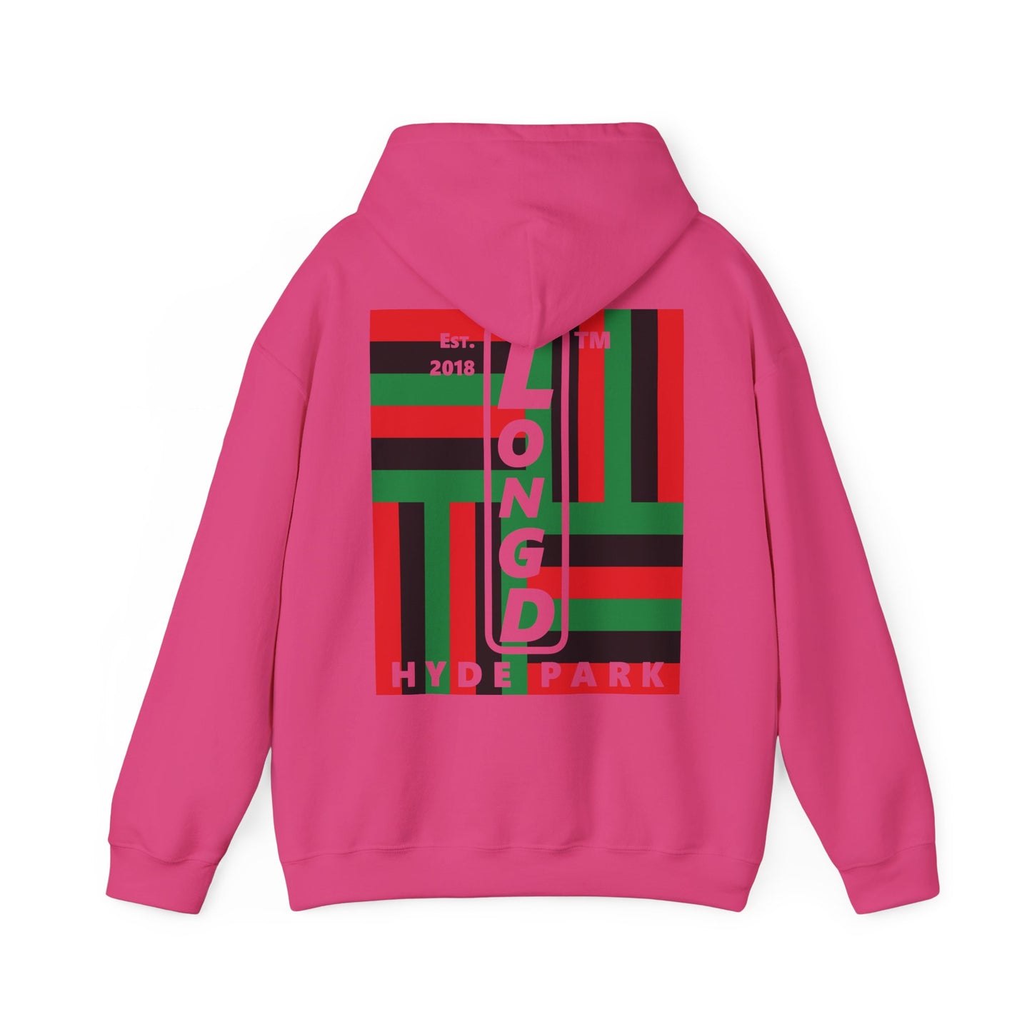 LongD single-breasted negative windmill front-back upright Hyde Park logo hoodie (Juneteenth colors)