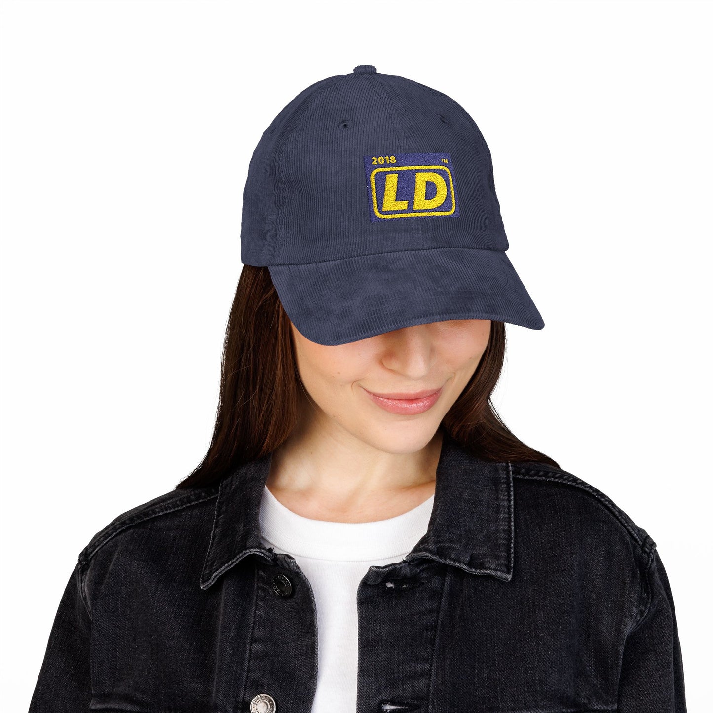 Embroidered Corduroy Cap reverse logo initials