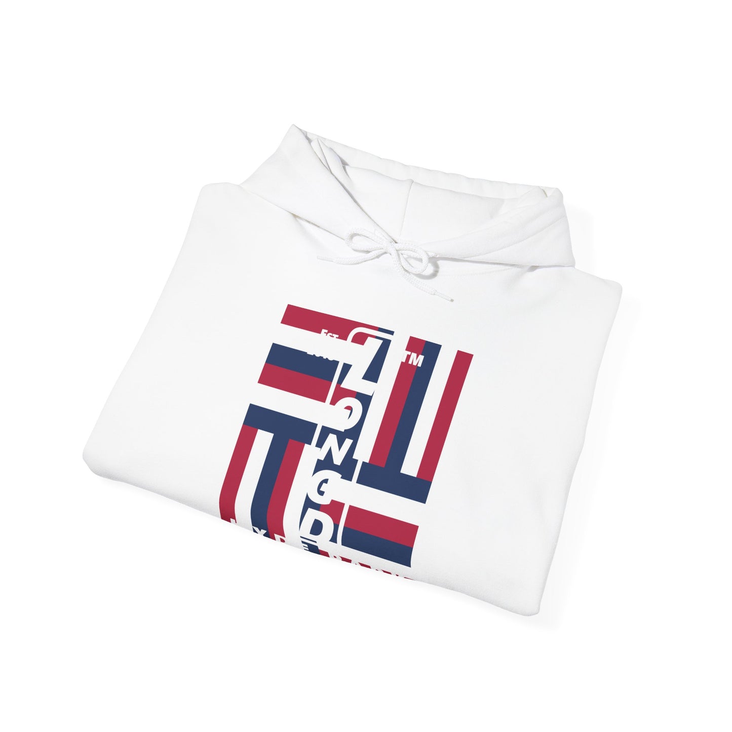 LongD® negative windmill upright Hyde Park logo hoodie (Patriotic colors)