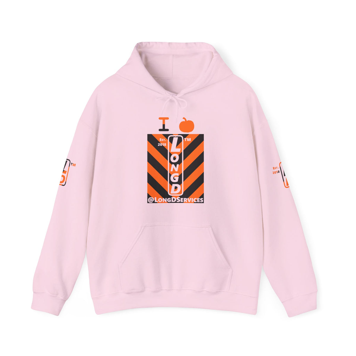 I pumpkin LongD Tag negative upright downward chevron 4-print logo hoodie