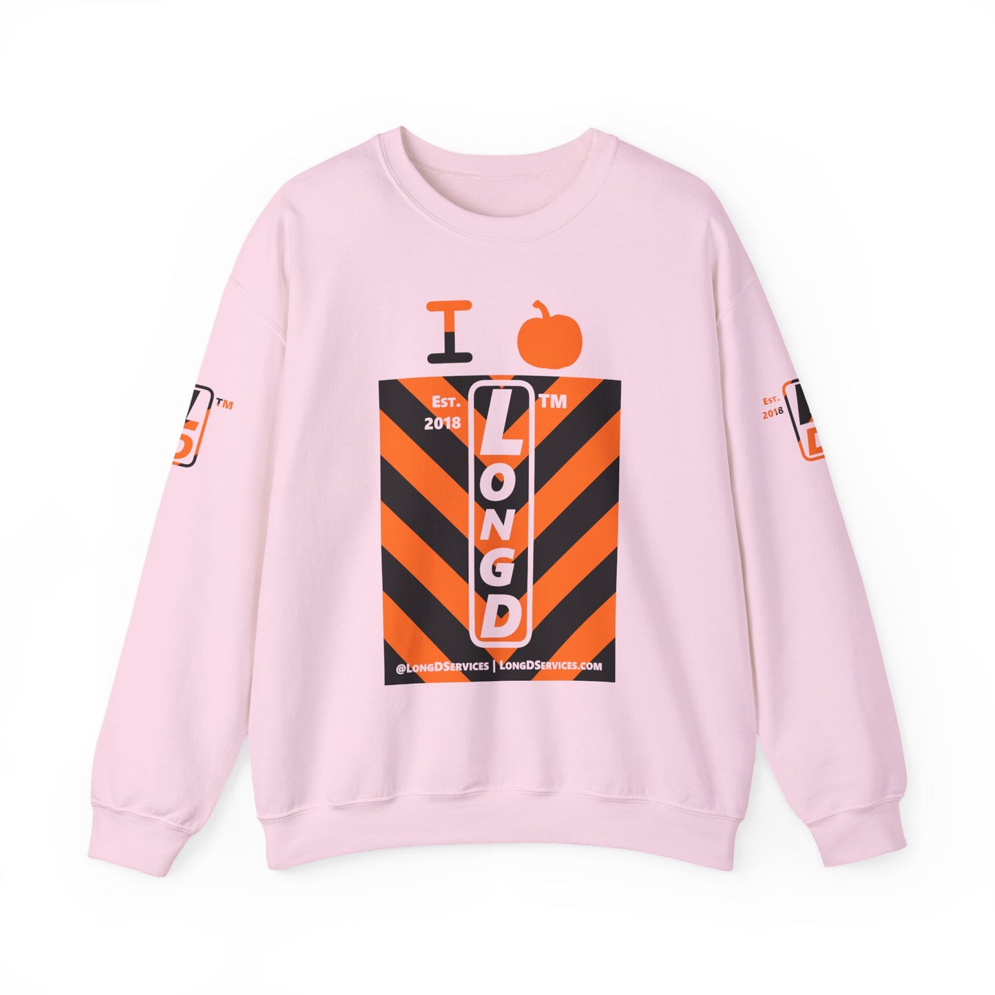 I pumpkin LongD Tag-domain negative upright downward chevron 4-print logo crewneck sweatshirt
