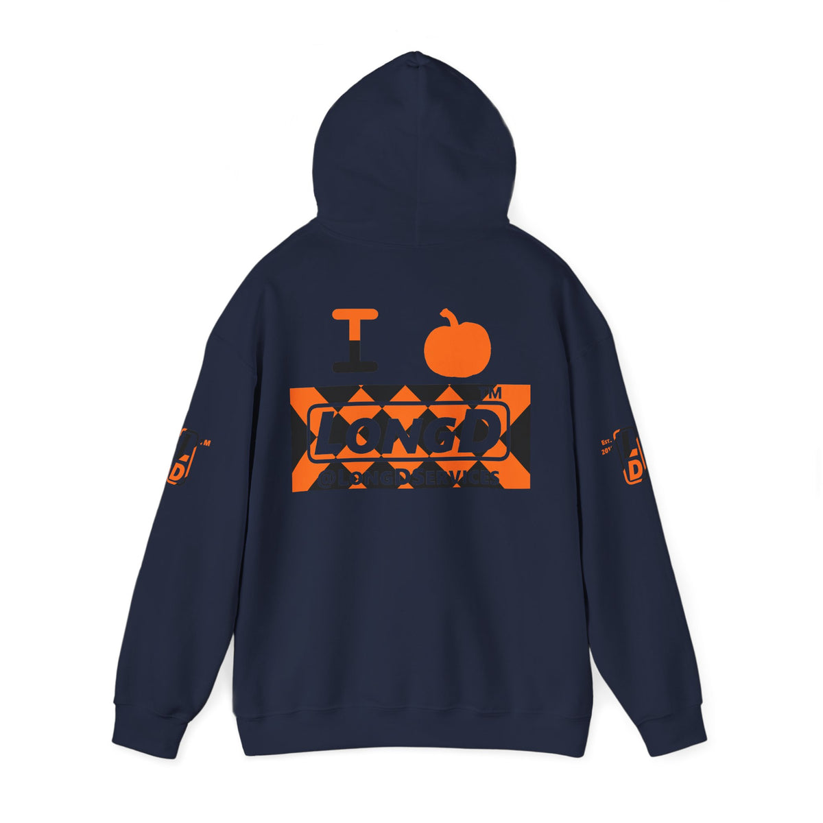 I pumpkin LongD Tag negative stylized argyle 4-print logo hoodie