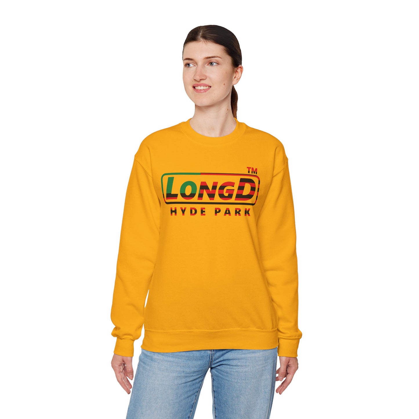 LongD positive flag Hyde Park logo crewneck sweatshirt (Juneteenth colors)