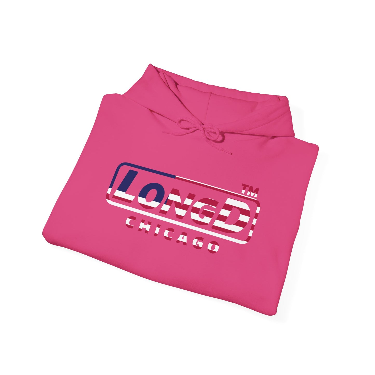 LongD® positive flag Chicago logo hoodie (patriotic colors)