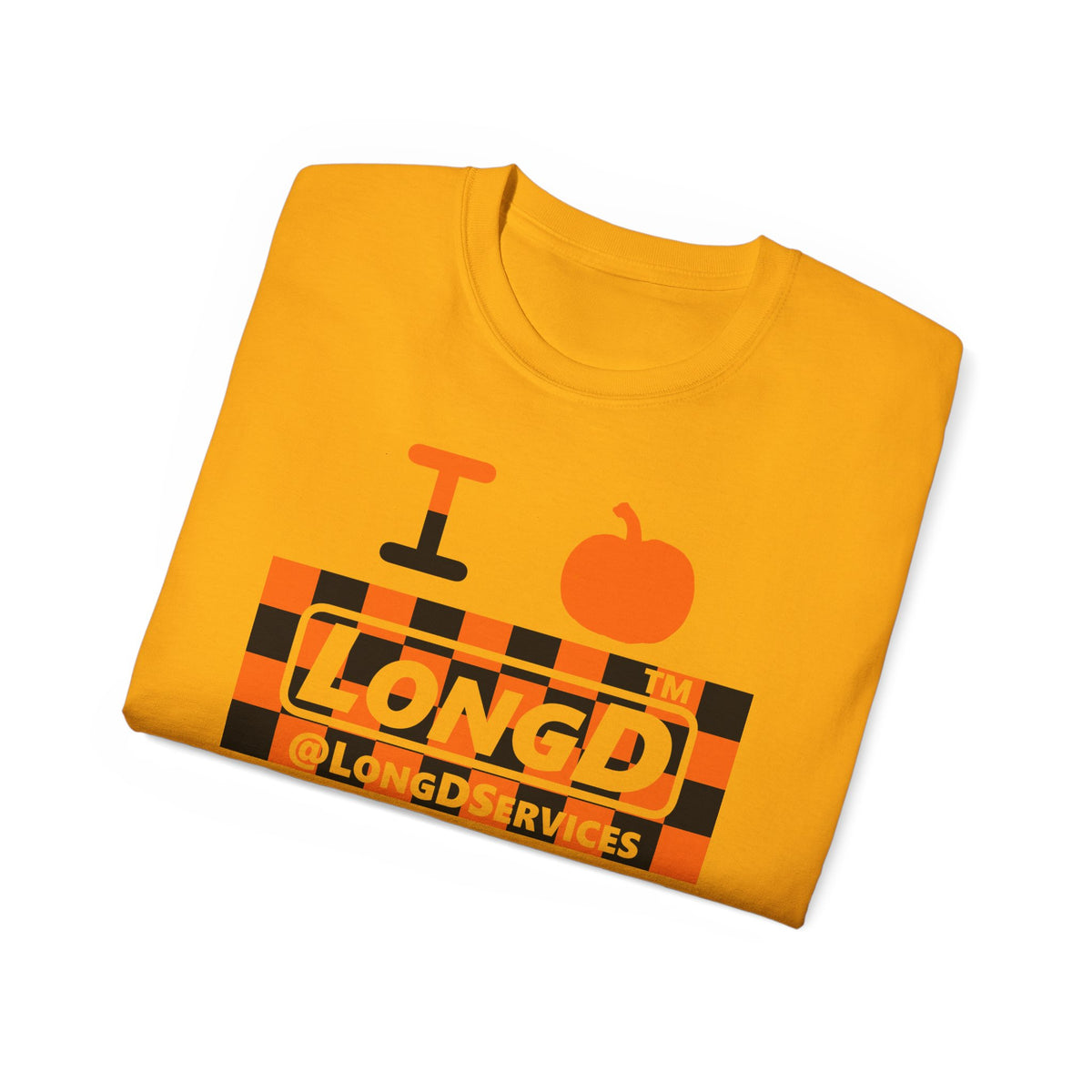 I pumpkin LongD Tag negative checkered logo cotton tee