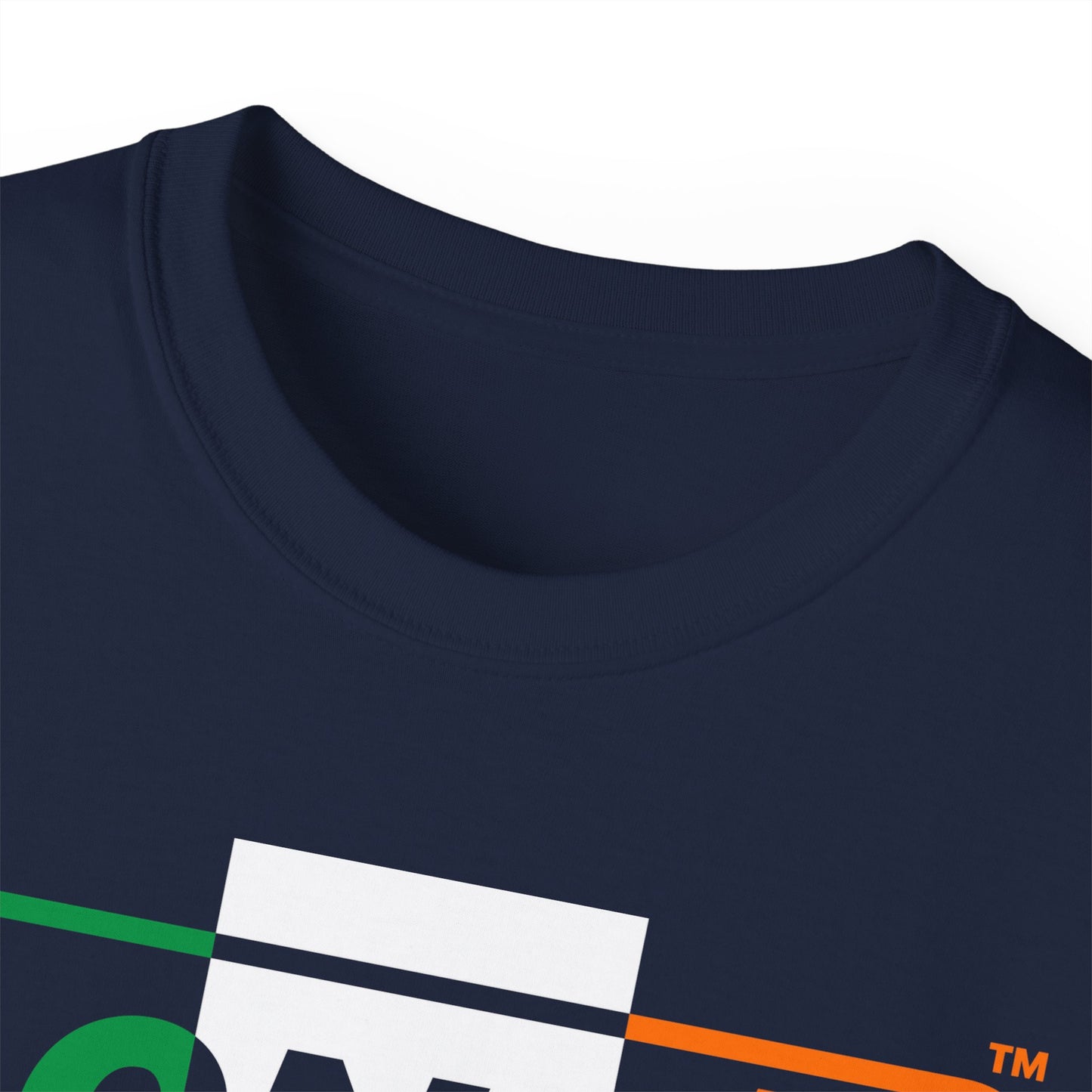 LongD® Logo Cotton Tee (St. Patrick's Day -Irish Green, White and Irish Orange thirds top-bottom outer positive-negative split)