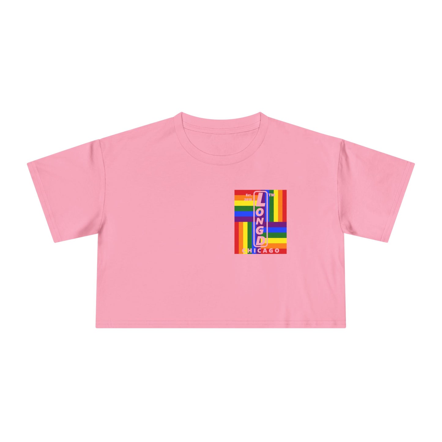 Negative windmill upright single-breasted Chicago logo crop tee (Pride colors)