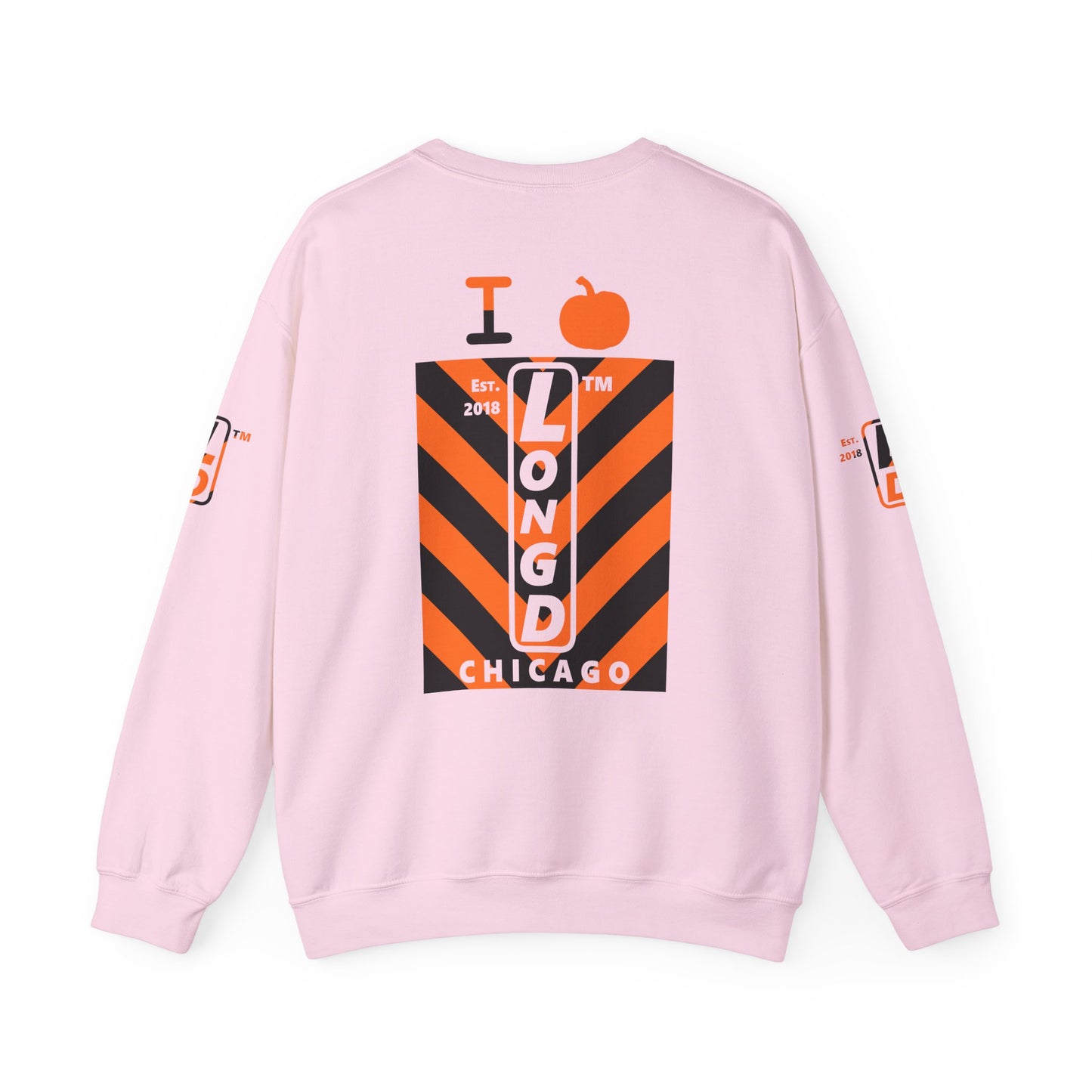 I pumpkin LongD Chicago negative upright downward chevron 4-print logo crewneck sweatshirt
