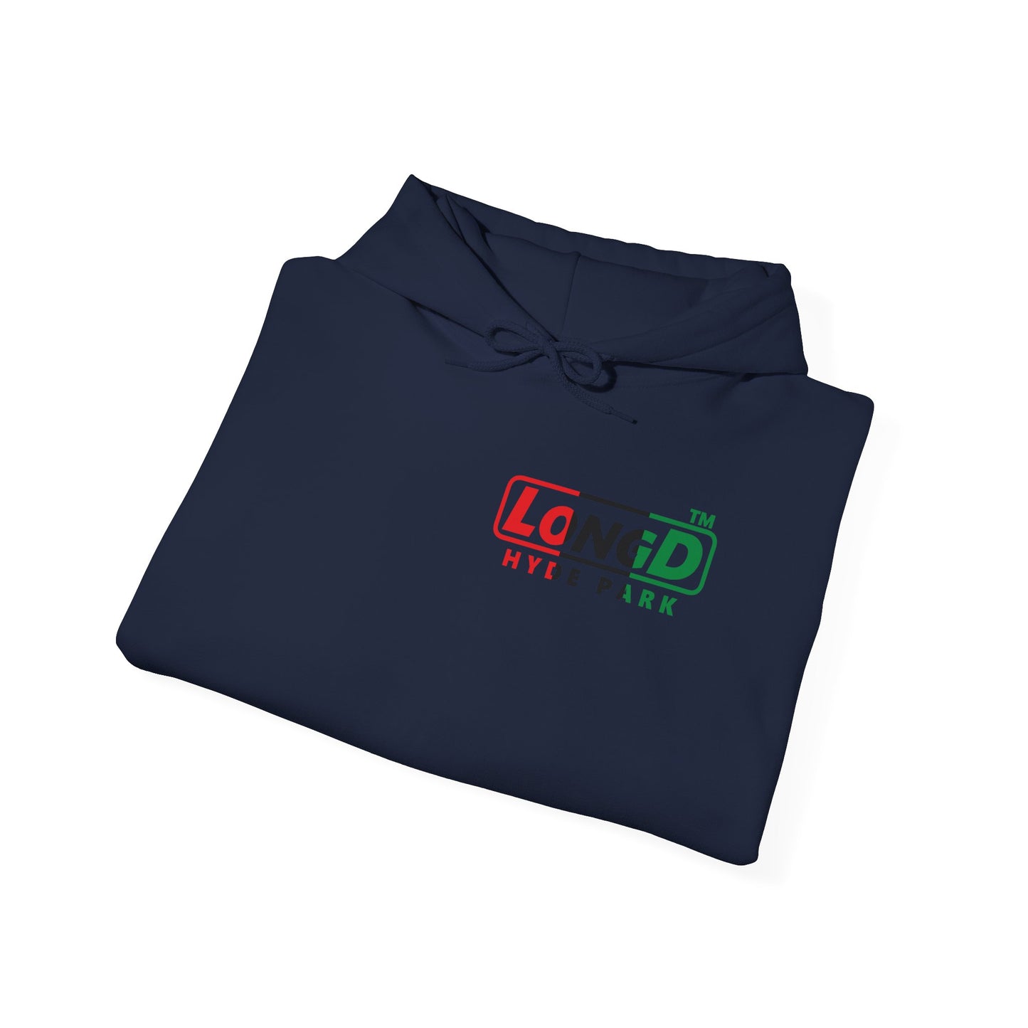 LongD® positive vertical 3-striped 4-print single-breasted Hyde Park logo Hoodie (Juneteenth colors)