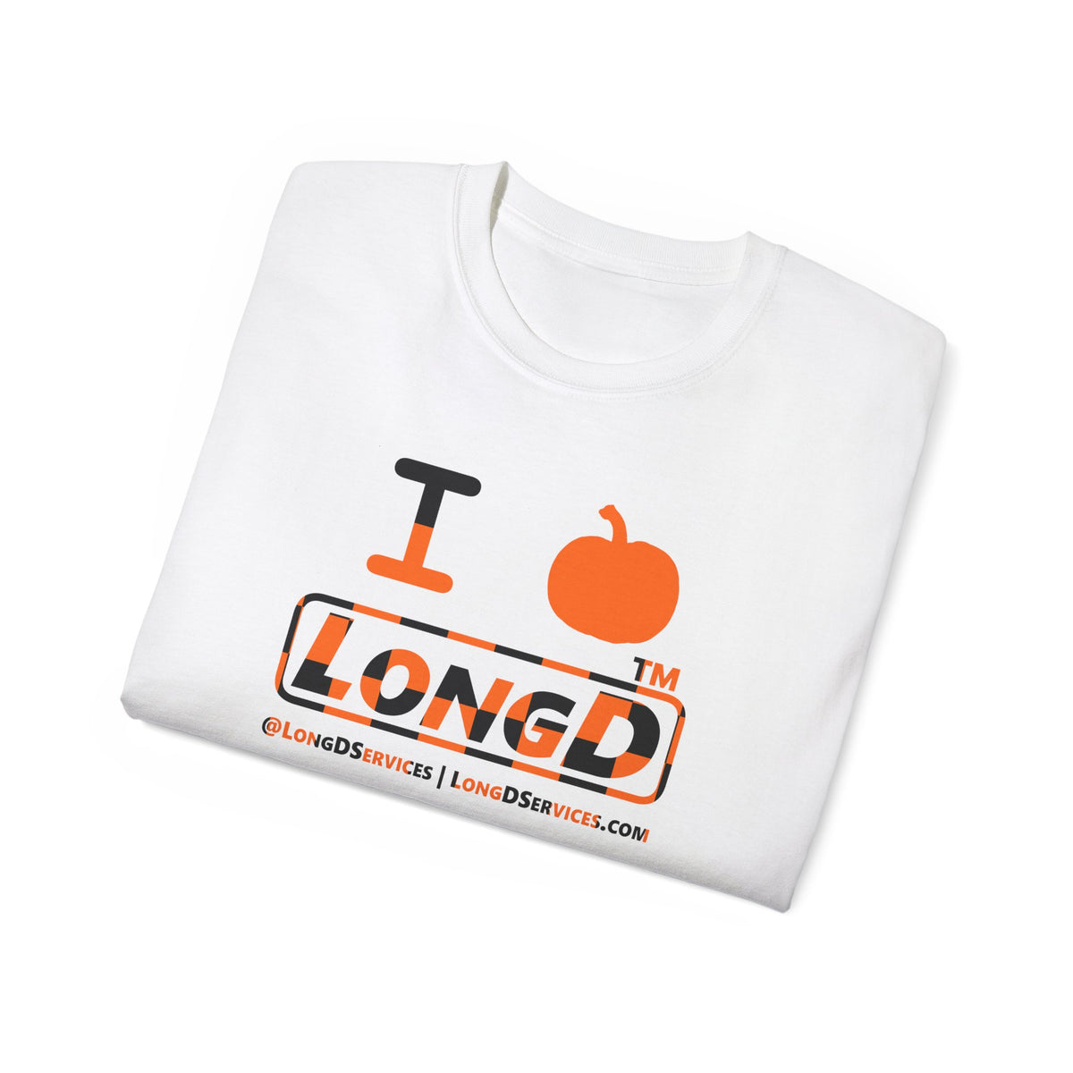 I pumpkin LongD Tag-domain positive checkered logo cotton tee