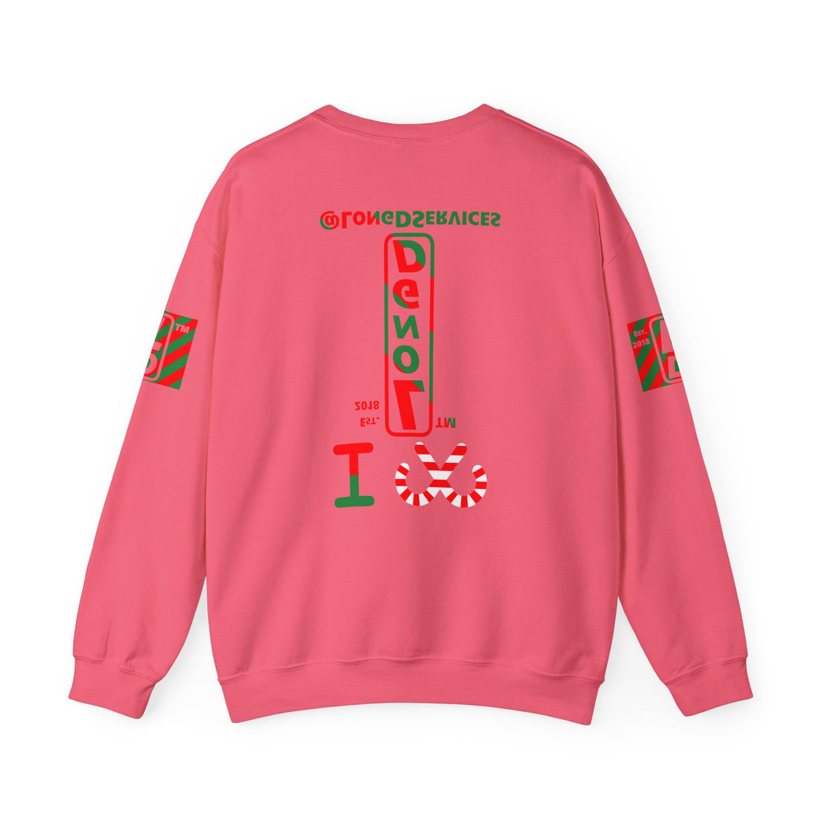 I candy cane LongD Tag positive upright pixel-weighted 4-striped 4-print logo crewneck sweatshirt