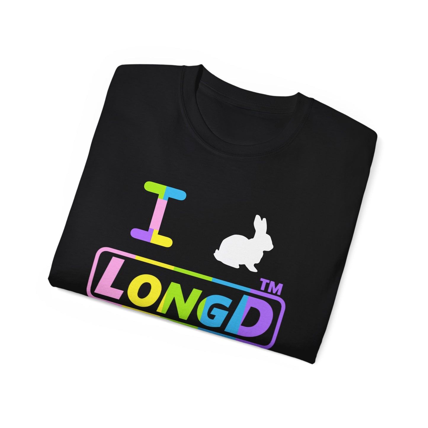 I Bunny LongD® positive vertical striped Tag Logo Cotton Tee