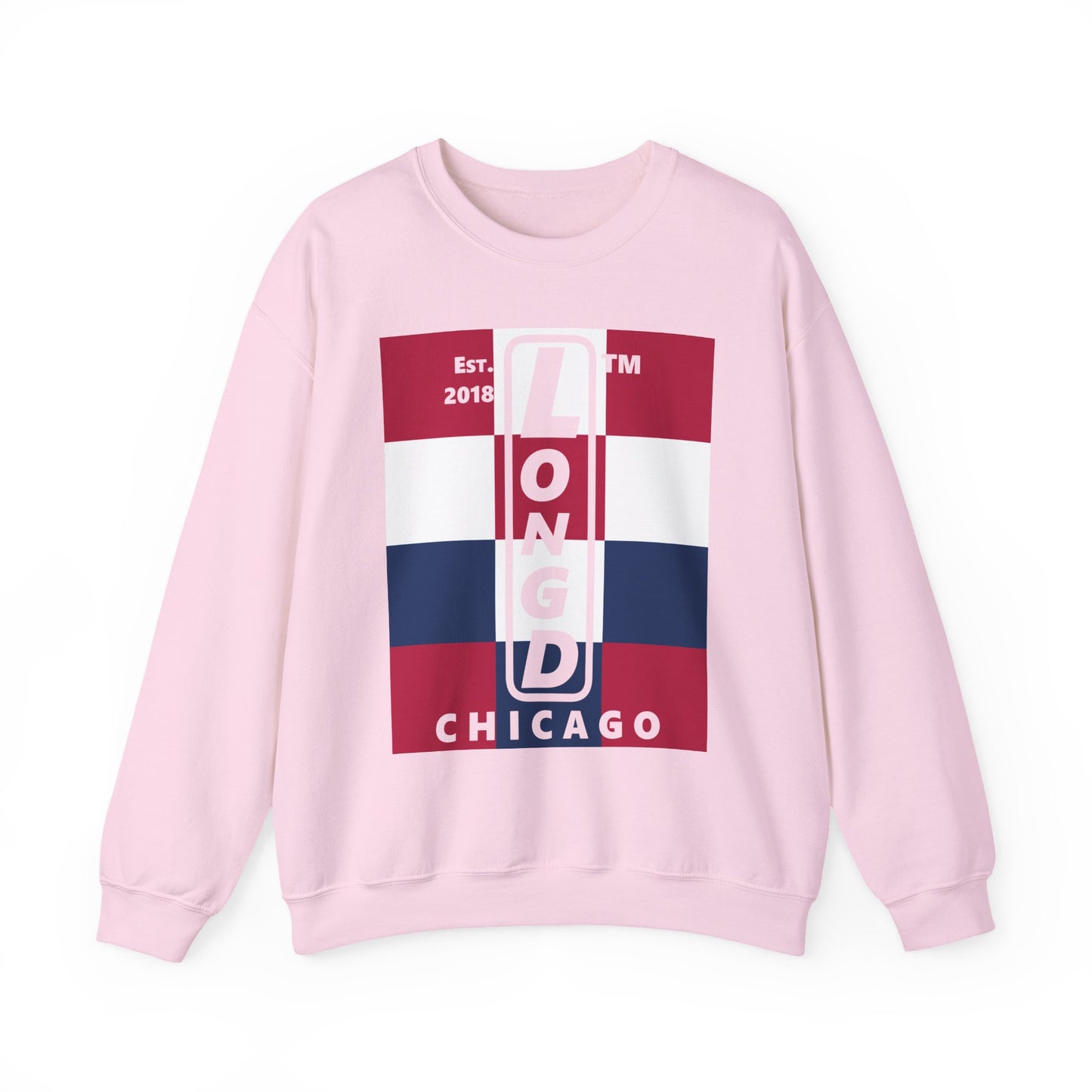LongD negative 4x3 Chicago logo crewneck sweatshirt (patriotic colors)