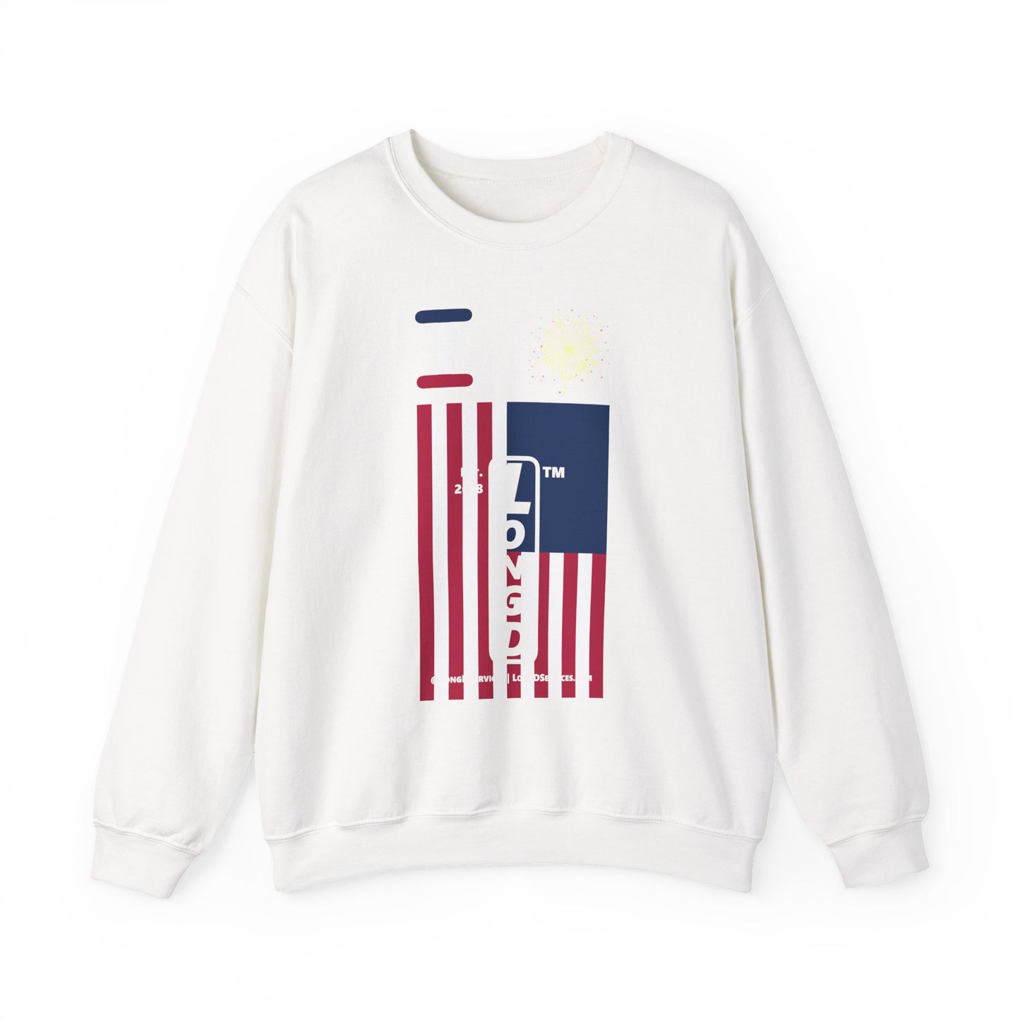 I Burst LongD negative cropped flag tag-domain upright logo crewneck sweatshirt