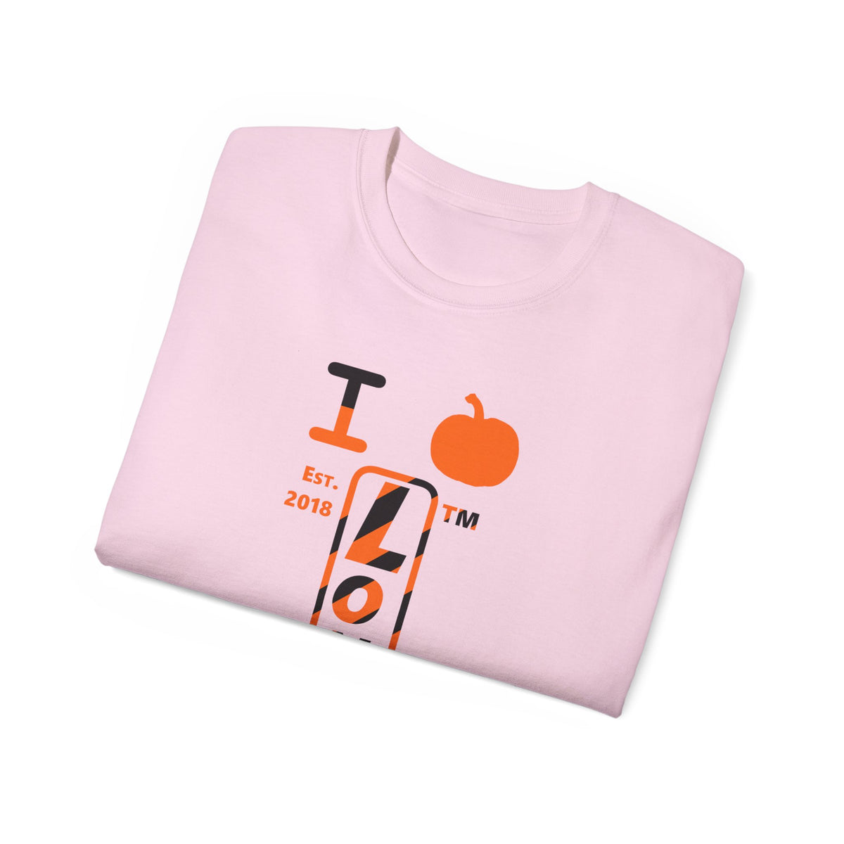 I pumpkin LongD Chicago positive upright pixel-weighted 12-striped front-back logo cotton tee