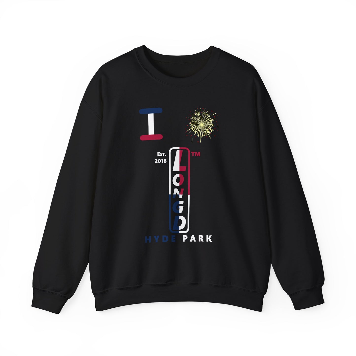 I Burst LongD positive quarters Hyde Park upright logo crewneck sweatshirt