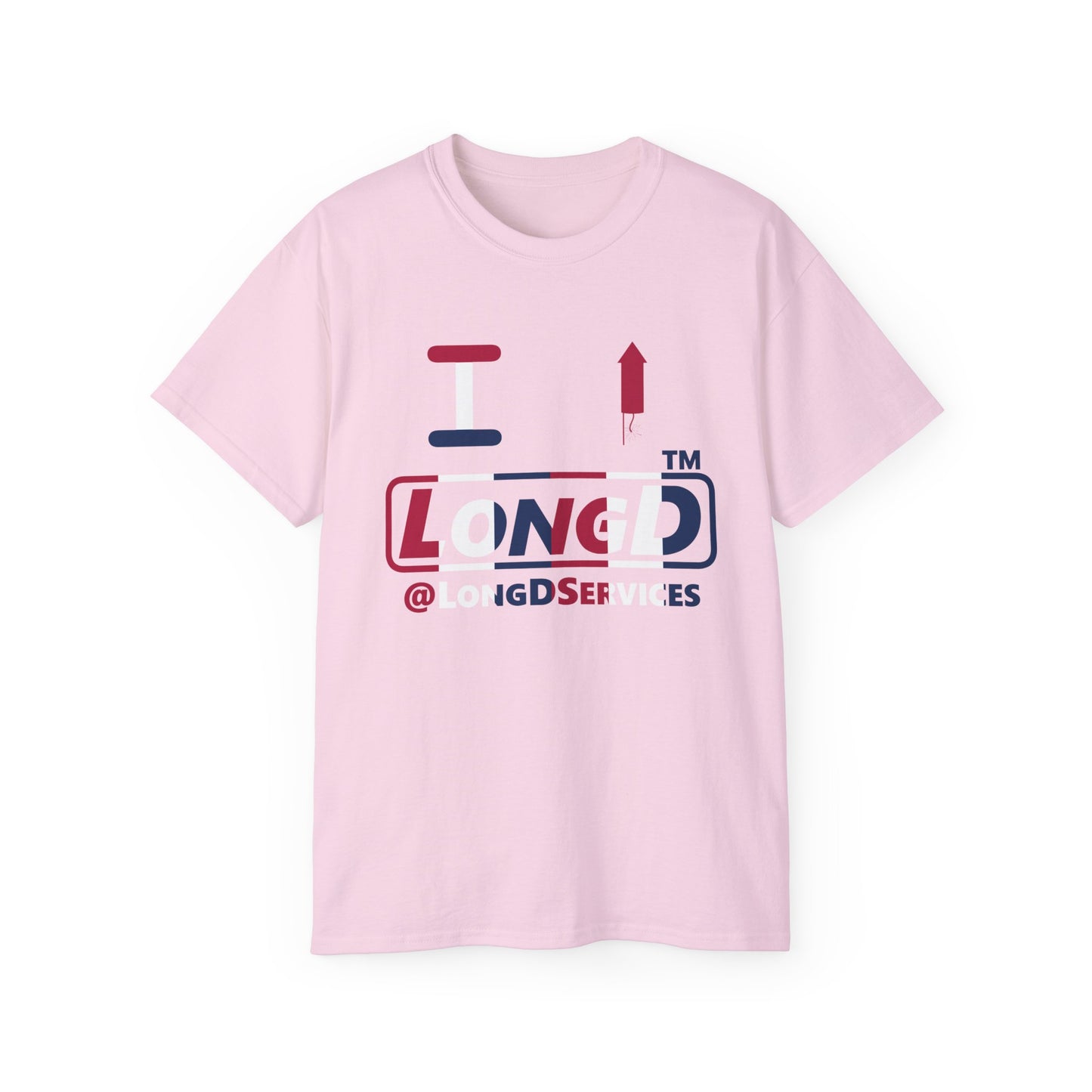 I firecracker LongD positive vertical 6-striped tag logo cotton tee