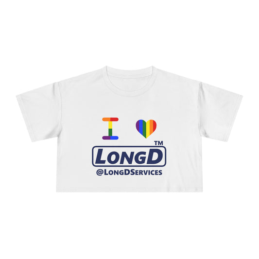I Luv LongD basic official front-back tag logo crop tee (Pride colors)