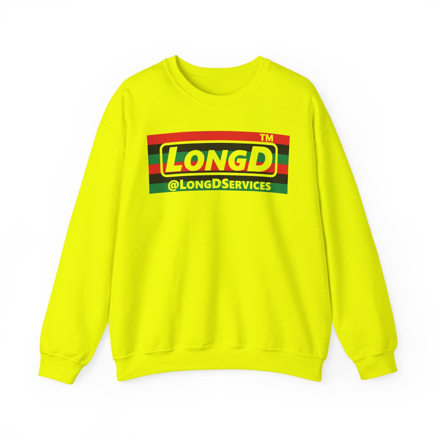 LongD negative horizontal 6-striped Chicago logo crewneck sweatshirt (Juneteenth colors)