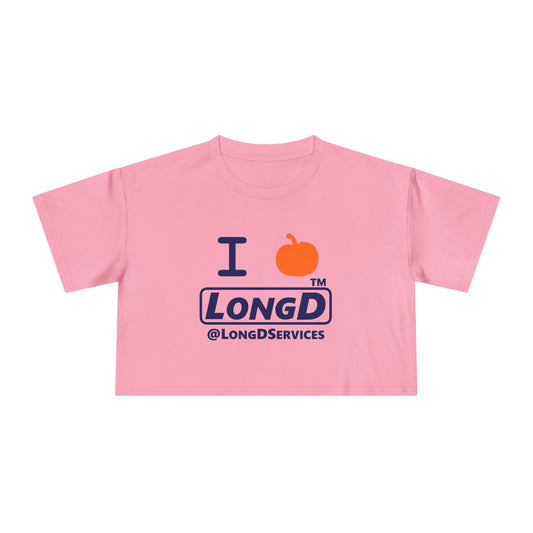 I pumpkin LongD Tag positive basic Navy (002060) front-back logo crop tee